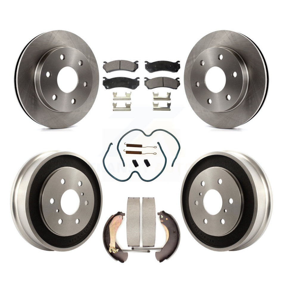 Front Rear Disc Brake Rotors Semi-Metallic Pads And Drum Kit (7Pc) For Chevrolet Silverado 1500 GMC Sierra Classic K8F-102000