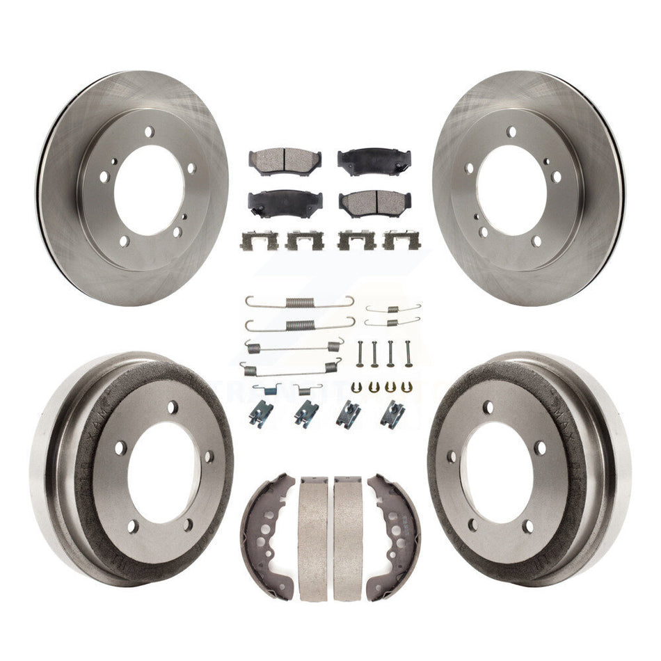 Front Rear Disc Brake Rotors Semi-Metallic Pads And Drum Kit (7Pc) For Chevrolet Tracker Suzuki Vitara K8F-102001