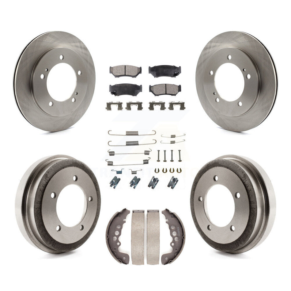 Front Rear Disc Brake Rotors Semi-Metallic Pads And Drum Kit (7Pc) For Chevrolet Tracker Suzuki Vitara K8F-102001
