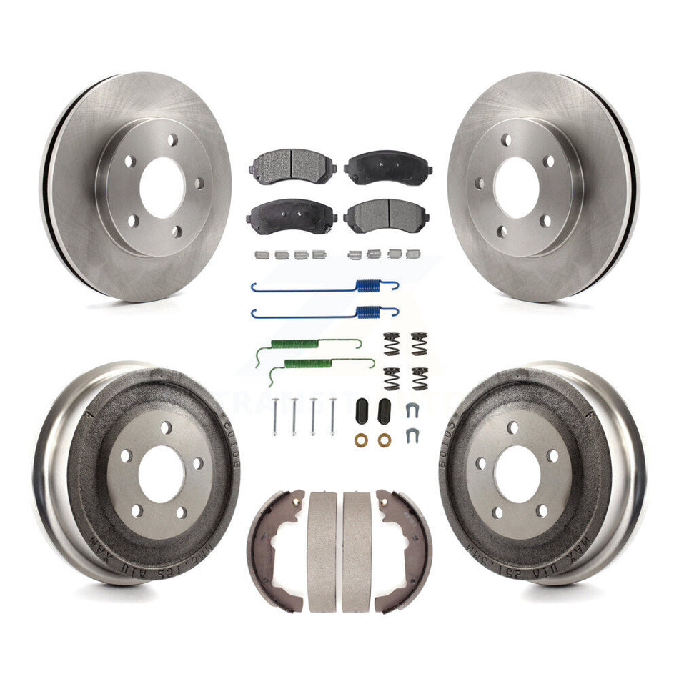 Front Rear Disc Brake Rotors Semi-Metallic Pads And Drum Kit (7Pc) For Pontiac Aztek K8F-102002