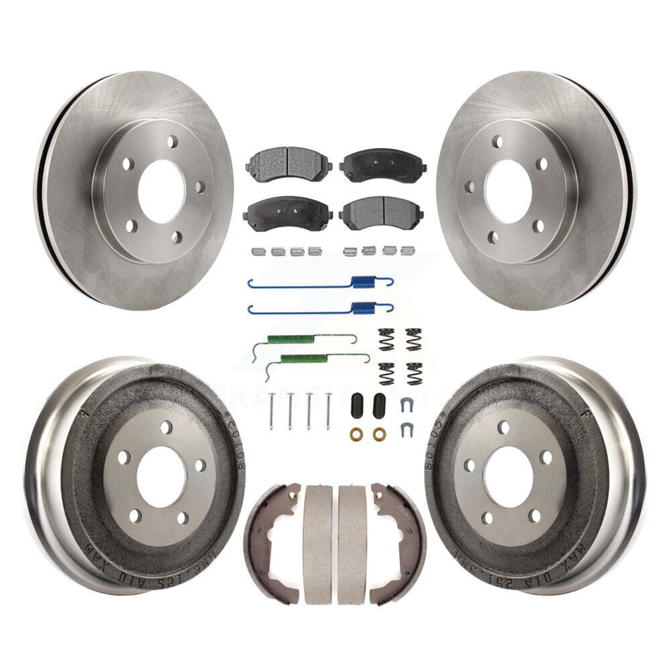Front Rear Disc Brake Rotors Semi-Metallic Pads And Drum Kit (7Pc) For Pontiac Aztek K8F-102002