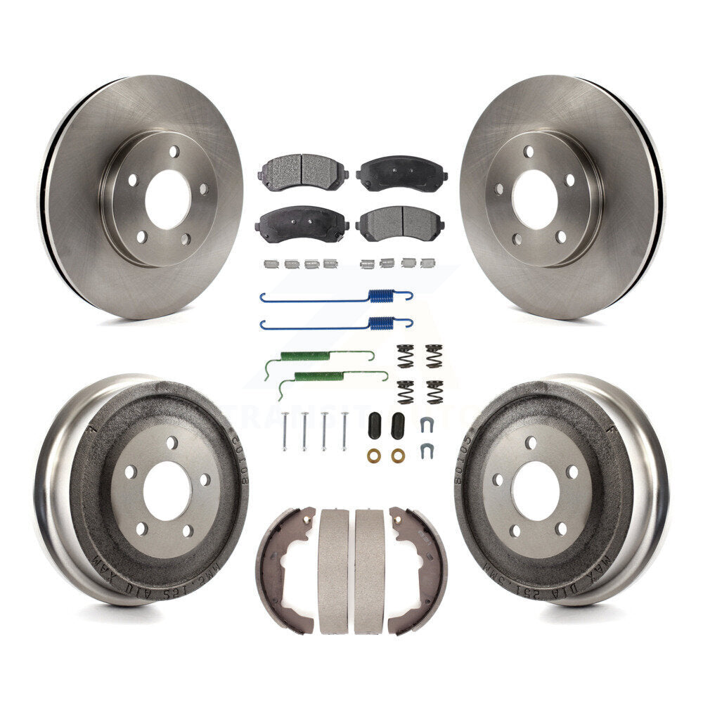 Front Rear Disc Brake Rotors Semi-Metallic Pads And Drum Kit (7Pc) For Pontiac Aztek K8F-102004