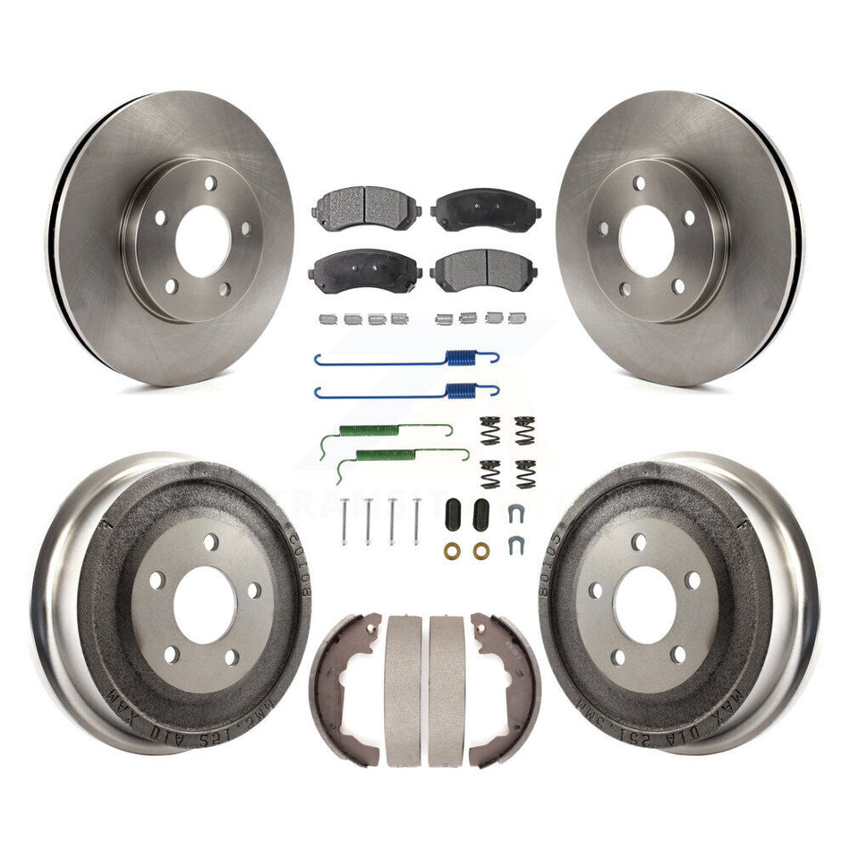 Front Rear Disc Brake Rotors Semi-Metallic Pads And Drum Kit (7Pc) For Pontiac Aztek K8F-102004