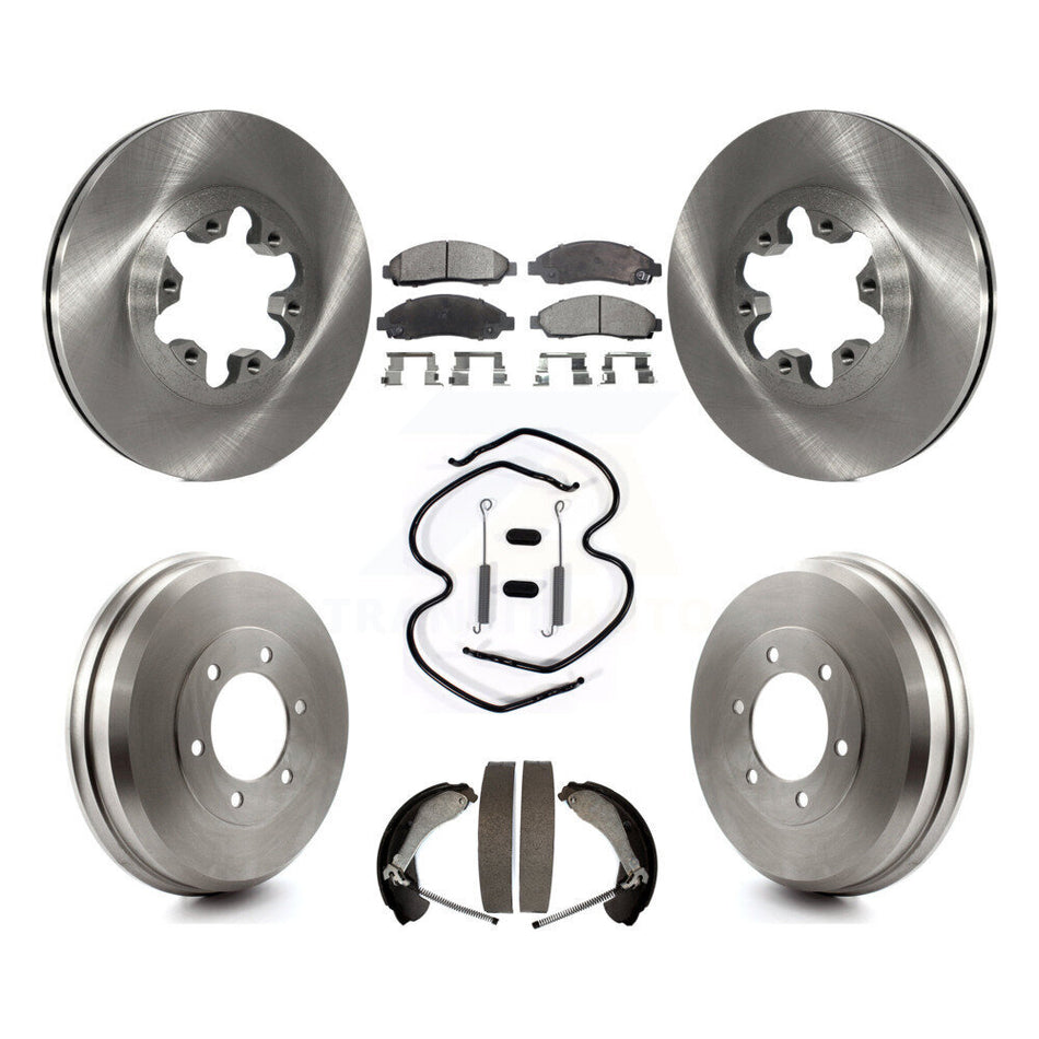 Front Rear Disc Brake Rotors Semi-Metallic Pads And Drum Kit (7Pc) For Chevrolet Colorado GMC Canyon Isuzu i-290 i-280 i-370 i-350 K8F-102007
