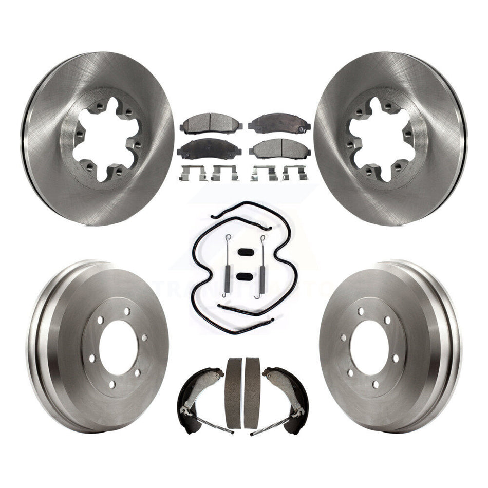 Front Rear Disc Brake Rotors Semi-Metallic Pads And Drum Kit (7Pc) For Chevrolet Colorado GMC Canyon Isuzu i-290 i-280 i-370 i-350 K8F-102007