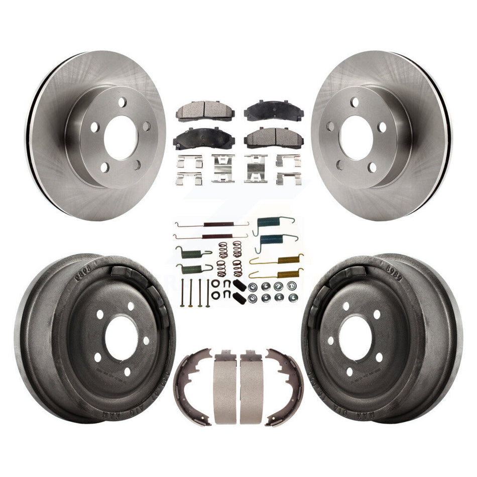 Front Rear Disc Brake Rotors Semi-Metallic Pads And Drum Kit (7Pc) For Ford Ranger Mazda B3000 B4000 With 10" Diameter 4WD K8F-102026