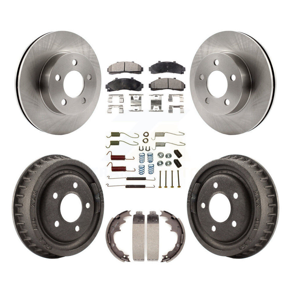 Front Rear Disc Brake Rotors Semi-Metallic Pads And Drum Kit (7Pc) For Ford Ranger Mazda B3000 B4000 With 9" Diameter 4WD K8F-102027
