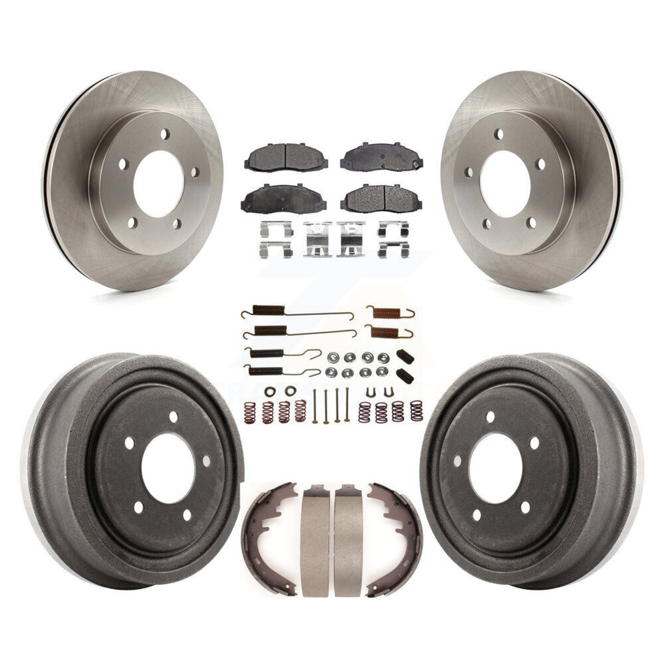Front Rear Disc Brake Rotors Semi-Metallic Pads And Drum Kit (7Pc) For Ford F-150 4WD K8F-102028