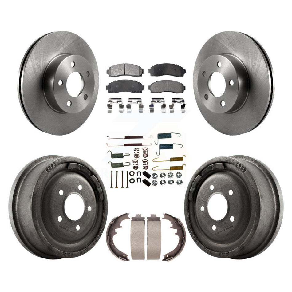 Front Rear Disc Brake Rotors Semi-Metallic Pads And Drum Kit (7Pc) For Ford Ranger Mazda B4000 With 10" Diameter K8F-102033