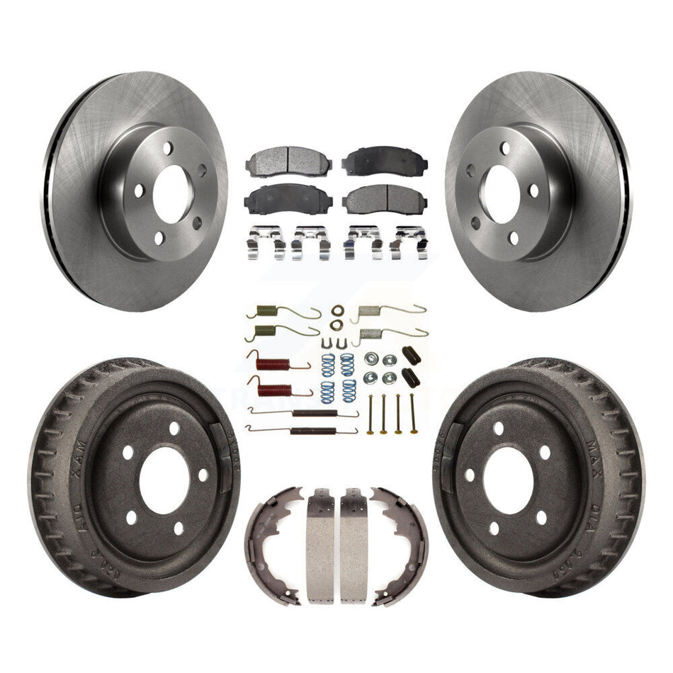Front Rear Disc Brake Rotors Semi-Metallic Pads And Drum Kit (7Pc) For 2004-2009 Ford Ranger 4WD With 9" Diameter K8F-102034