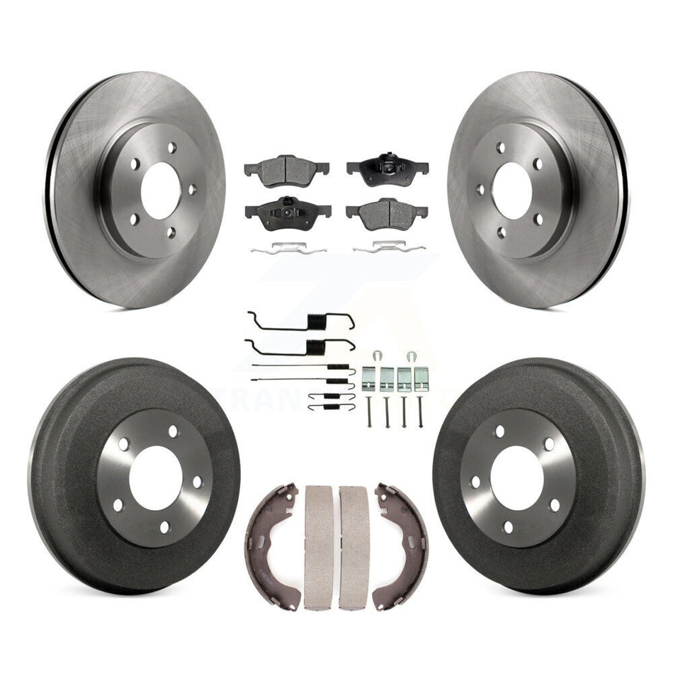 Front Rear Disc Brake Rotors Semi-Metallic Pads And Drum Kit (7Pc) For Ford Escape Mercury Mariner K8F-102035