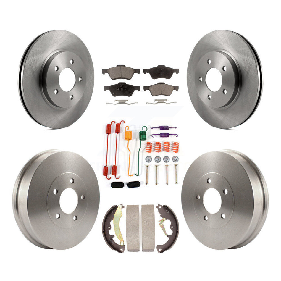 Front Rear Disc Brake Rotors Semi-Metallic Pads And Drum Kit (7Pc) For Ford Escape Mercury Mariner K8F-102037