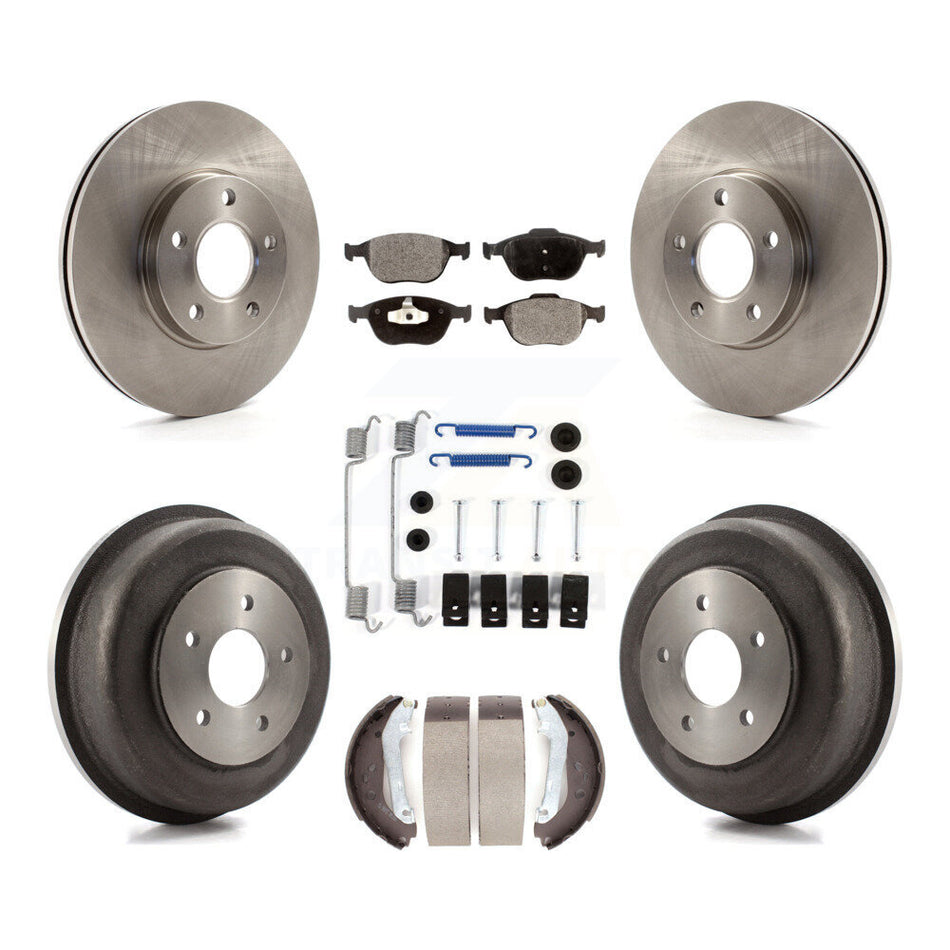 Front Rear Disc Brake Rotors Semi-Metallic Pads And Drum Kit (7Pc) For 2010-2013 Ford Connect K8F-102039