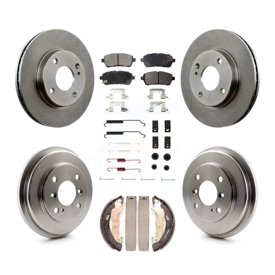 Front Rear Disc Brake Rotors Semi-Metallic Pads And Drum Kit (7Pc) For Ford Fiesta K8F-102040