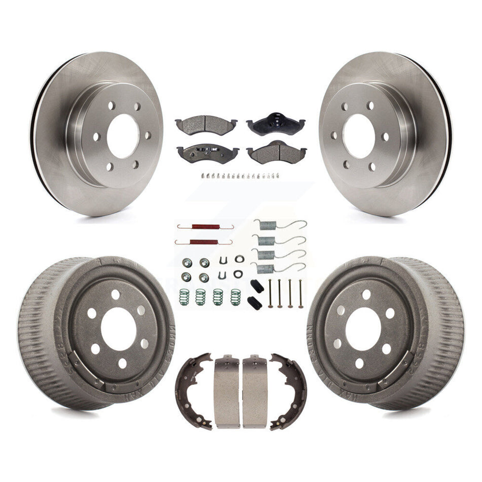 Front Rear Disc Brake Rotors Semi-Metallic Pads And Drum Kit (7Pc) For 2000-2002 Dodge Dakota With 9" Diameter K8F-102047