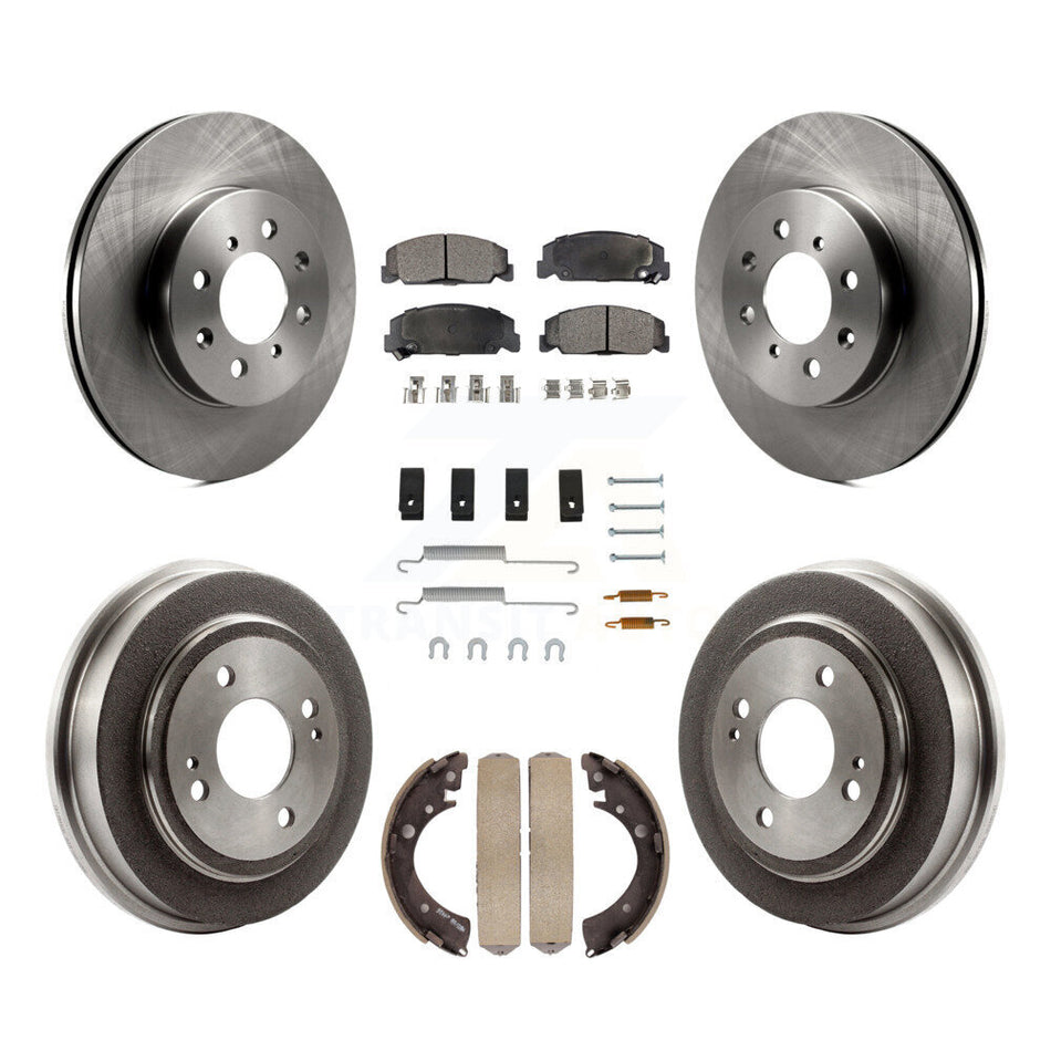 Front Rear Disc Brake Rotors Semi-Metallic Pads And Drum Kit (7Pc) For 1997 Honda Civic LX with 4-Wheel ABS K8F-102069