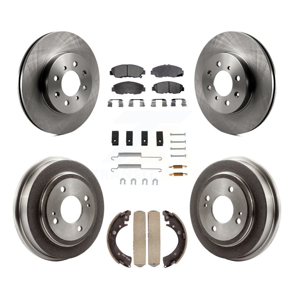 Front Rear Disc Brake Rotors Semi-Metallic Pads And Drum Kit (7Pc) For Honda Civic Acura EL K8F-102070