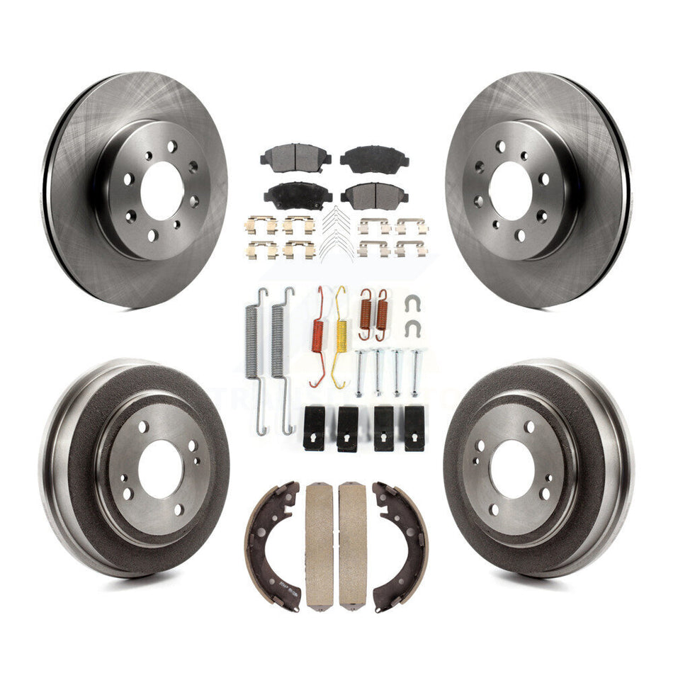 Front Rear Disc Brake Rotors Semi-Metallic Pads And Drum Kit (7Pc) For 2007-2008 Honda Fit K8F-102072