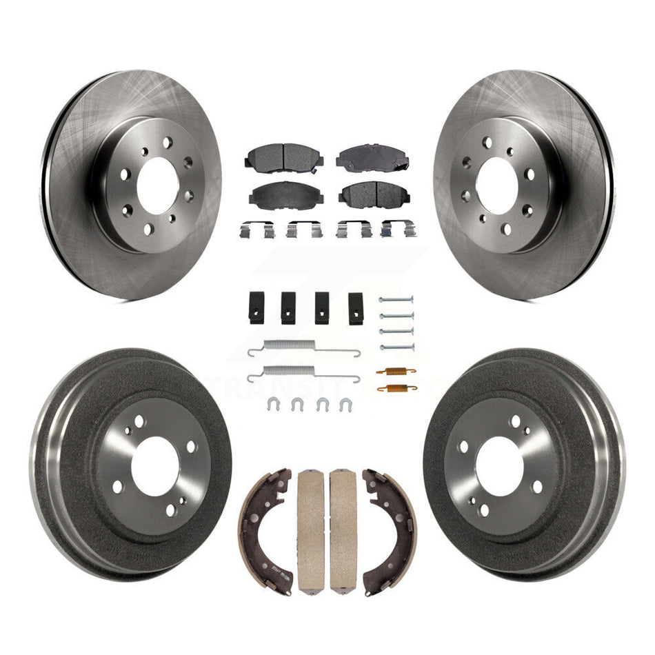 Front Rear Disc Brake Rotors Semi-Metallic Pads And Drum Kit (7Pc) For Honda Civic K8F-102074