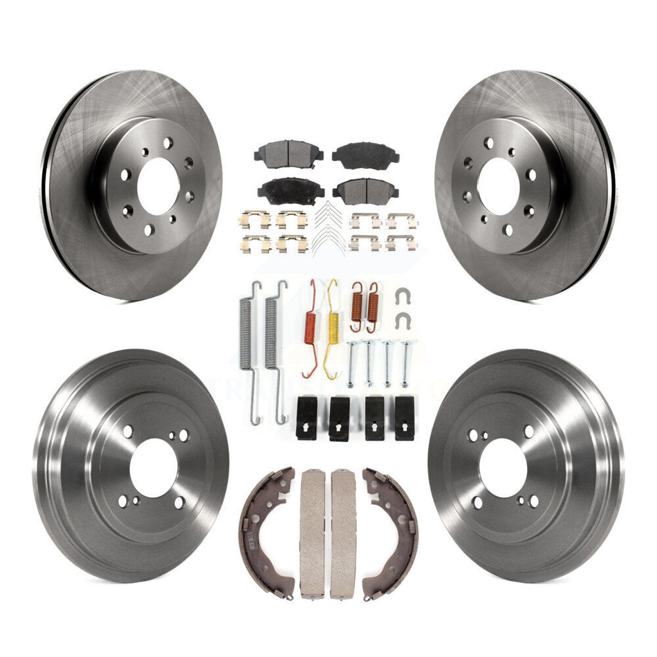 Front Rear Disc Brake Rotors Semi-Metallic Pads And Drum Kit (7Pc) For 2013 Honda Fit DX with GAS engine K8F-102076