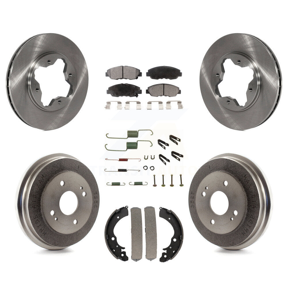 Front Rear Disc Brake Rotors Semi-Metallic Pads And Drum Kit (7Pc) For Honda Accord K8F-102077