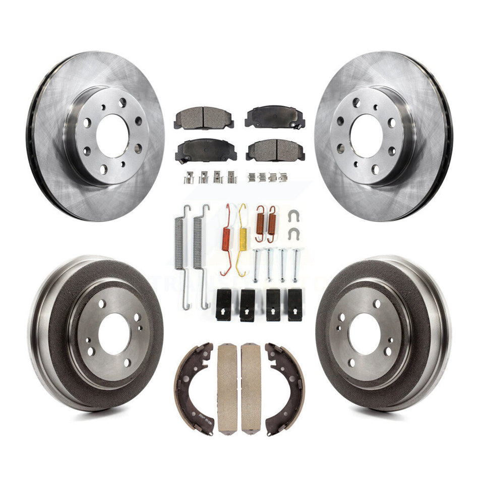Front Rear Disc Brake Rotors Semi-Metallic Pads And Drum Kit (7Pc) For Honda Civic K8F-102078