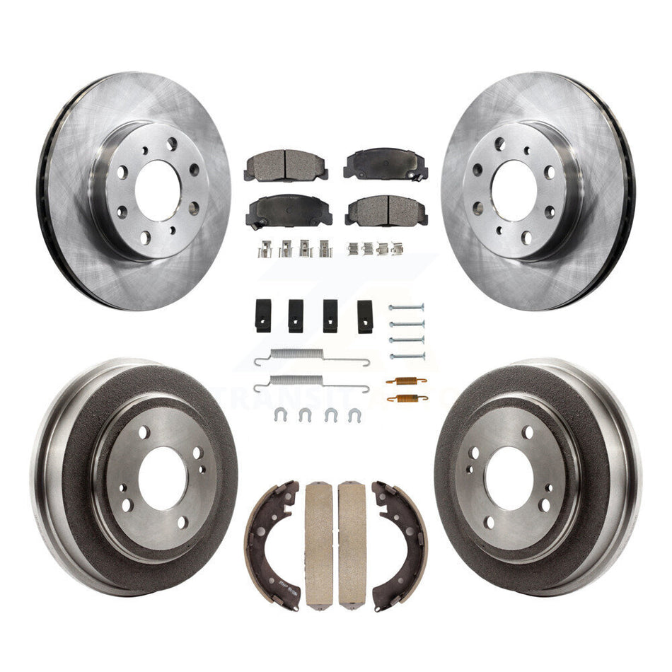 Front Rear Disc Brake Rotors Semi-Metallic Pads And Drum Kit (7Pc) For Honda Civic K8F-102079