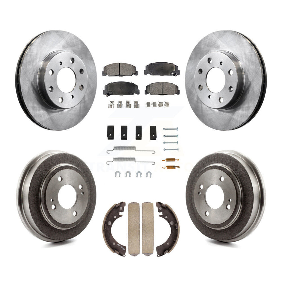 Front Rear Disc Brake Rotors Semi-Metallic Pads And Drum Kit (7Pc) For Honda Civic K8F-102079