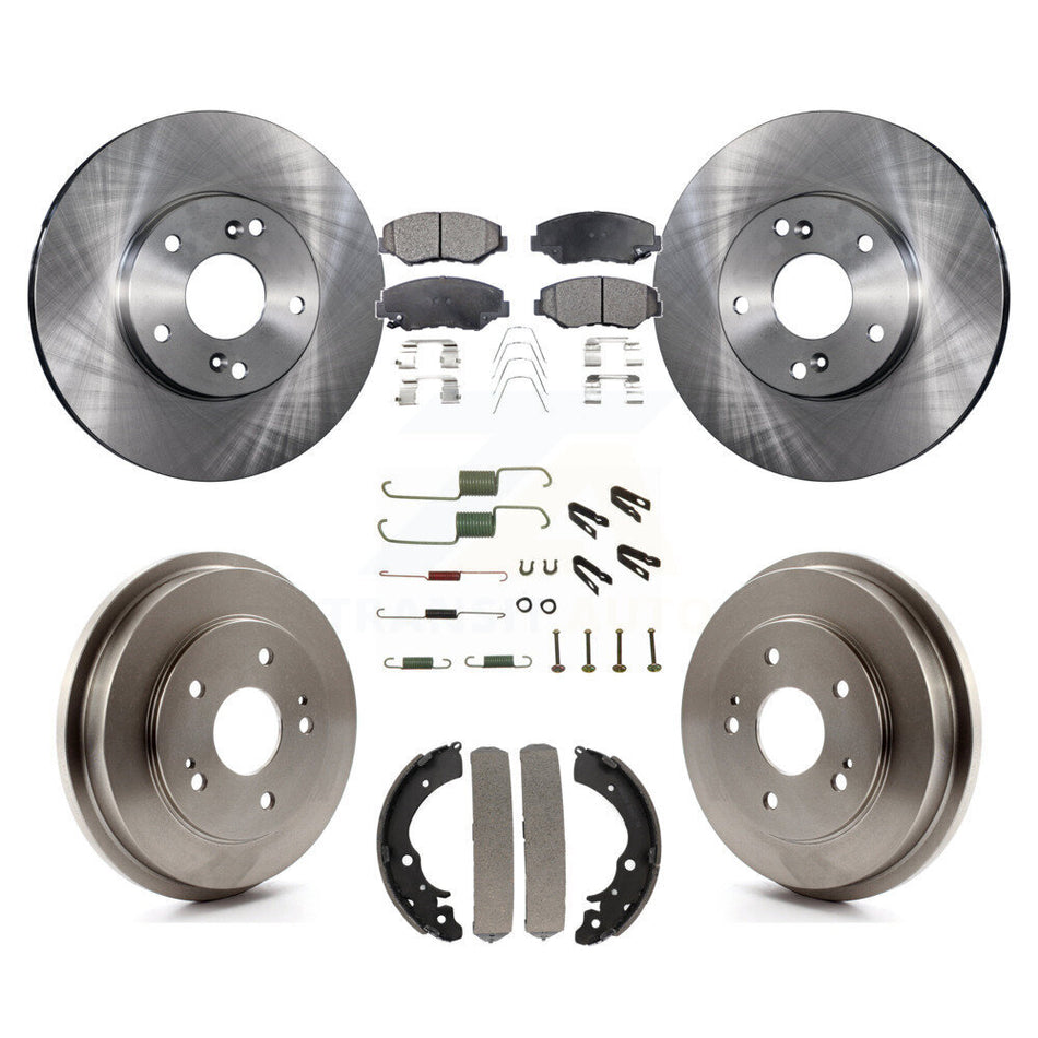 Front Rear Disc Brake Rotors Semi-Metallic Pads And Drum Kit (7Pc) For Honda Accord Fit K8F-102102