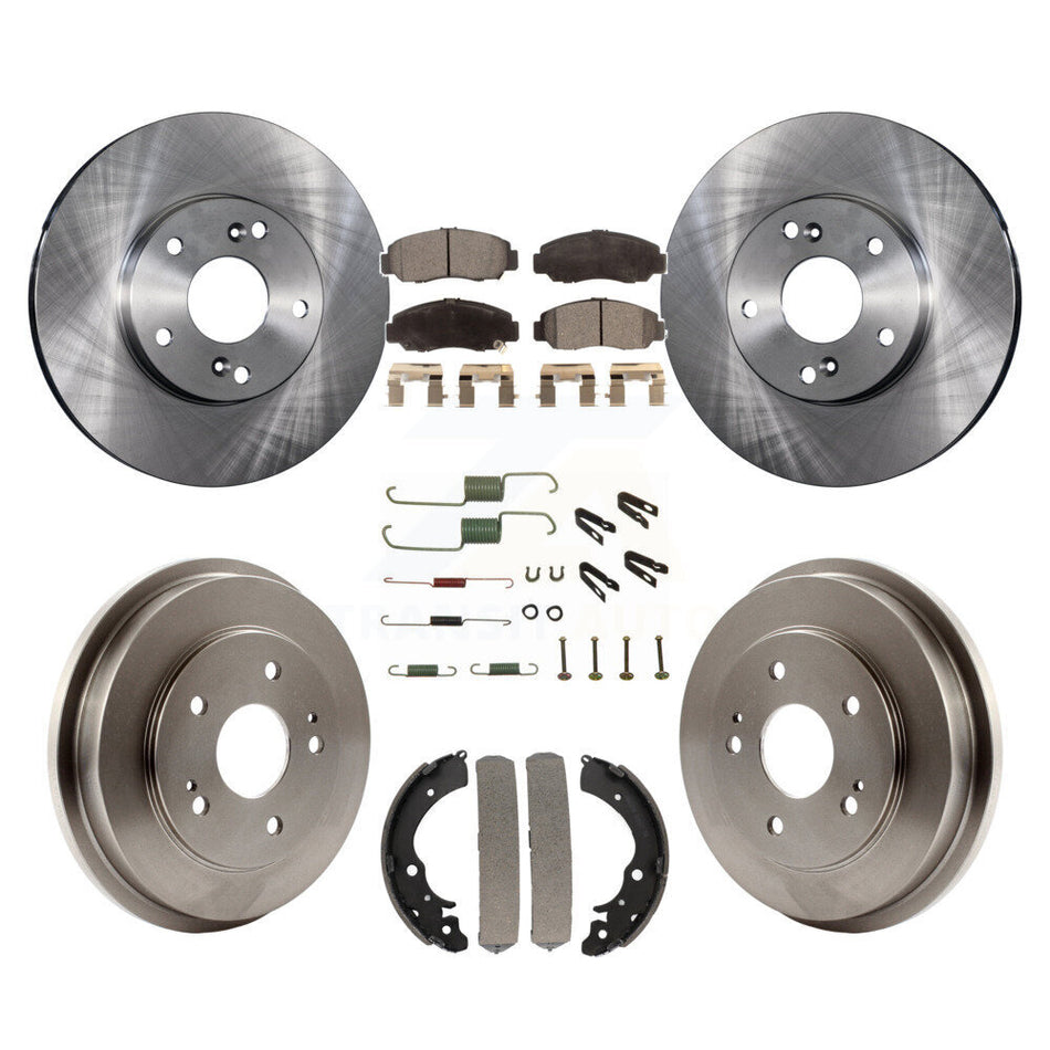 Front Rear Disc Brake Rotors Semi-Metallic Pads And Drum Kit (7Pc) For Honda Accord Civic K8F-102103