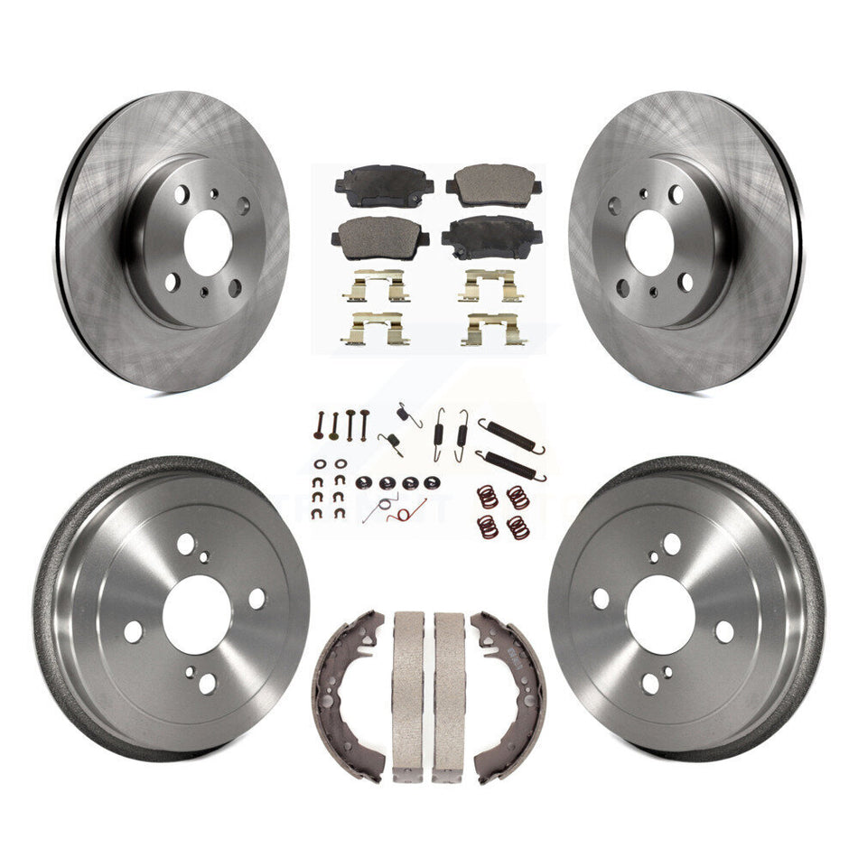 Front Rear Disc Brake Rotors Semi-Metallic Pads And Drum Kit (7Pc) For 2001-2005 Toyota Echo K8F-102113