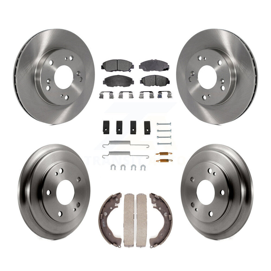 Front Rear Disc Brake Rotors Semi-Metallic Pads And Drum Kit (7Pc) For Honda Civic K8F-102118