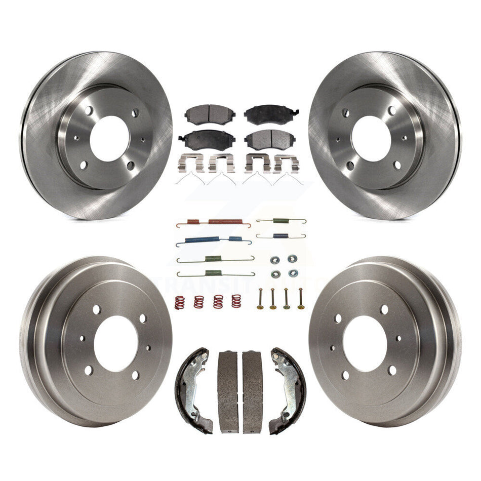 Front Rear Disc Brake Rotors Semi-Metallic Pads And Drum Kit (7Pc) For Hyundai Elantra rear brakes K8F-102123