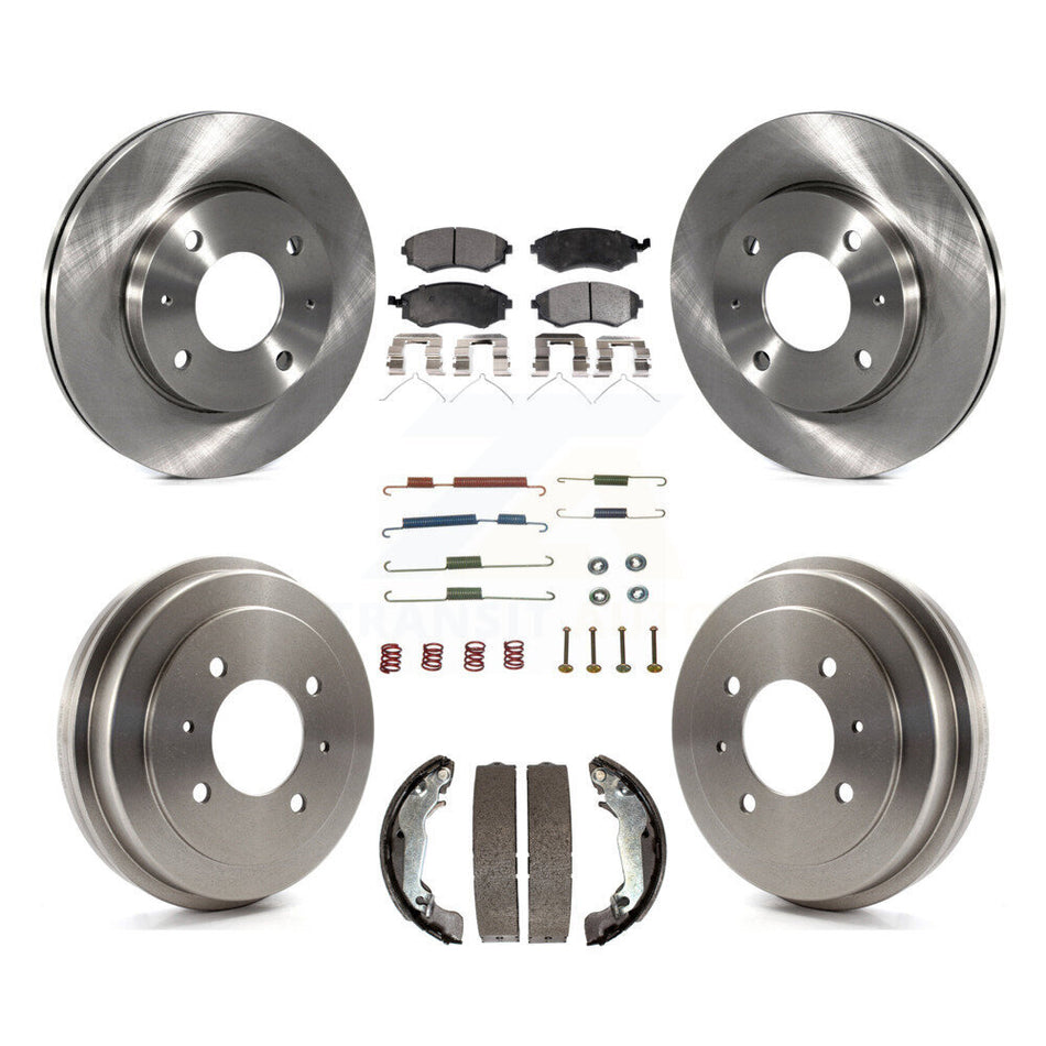 Front Rear Disc Brake Rotors Semi-Metallic Pads And Drum Kit (7Pc) For Hyundai Elantra rear brakes K8F-102123