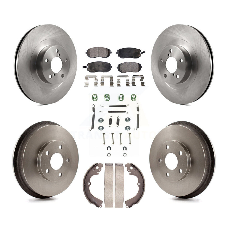 Front Rear Disc Brake Rotors Semi-Metallic Pads And Drum Kit (7Pc) For Subaru Forester Impreza K8F-102126
