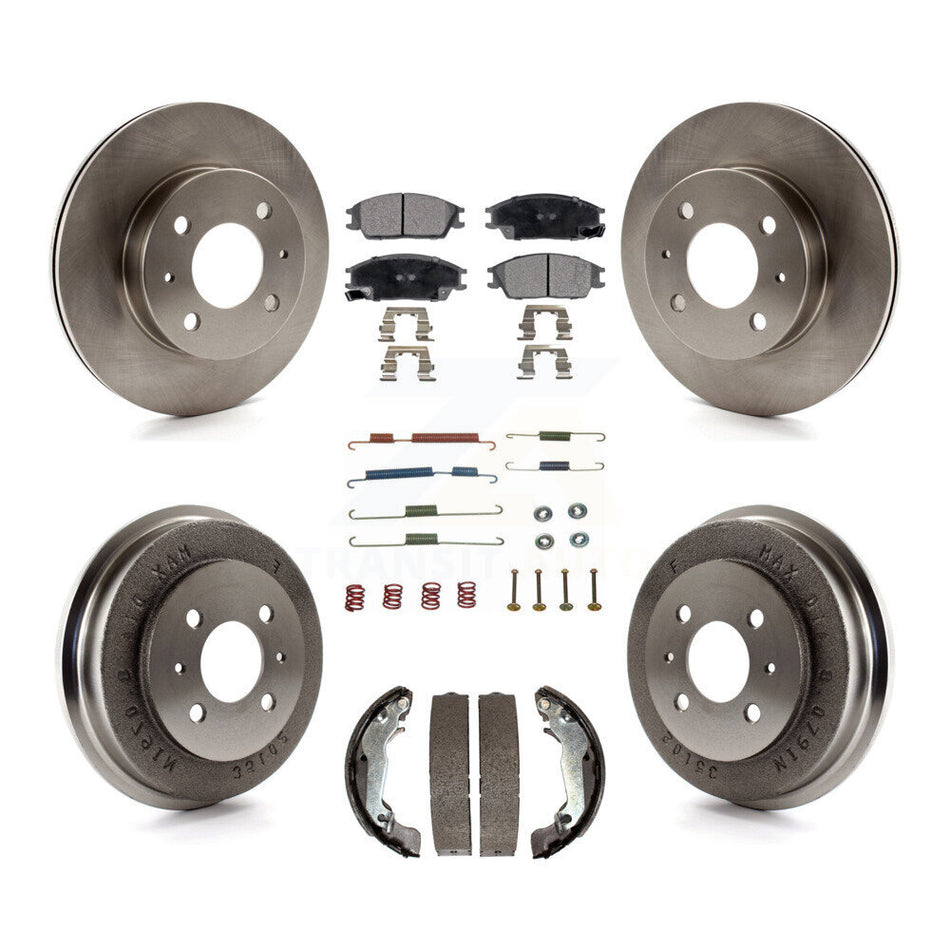 Front Rear Disc Brake Rotors Semi-Metallic Pads And Drum Kit (7Pc) For 2003-2005 Hyundai Accent K8F-102129
