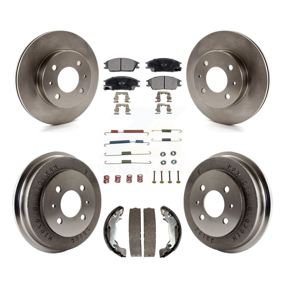 Front Rear Disc Brake Rotors Semi-Metallic Pads And Drum Kit (7Pc) For 2003-2005 Hyundai Accent K8F-102129