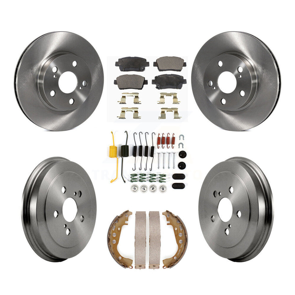 Front Rear Disc Brake Rotors Semi-Metallic Pads And Drum Kit (7Pc) For 2004-2007 Toyota Prius K8F-102132