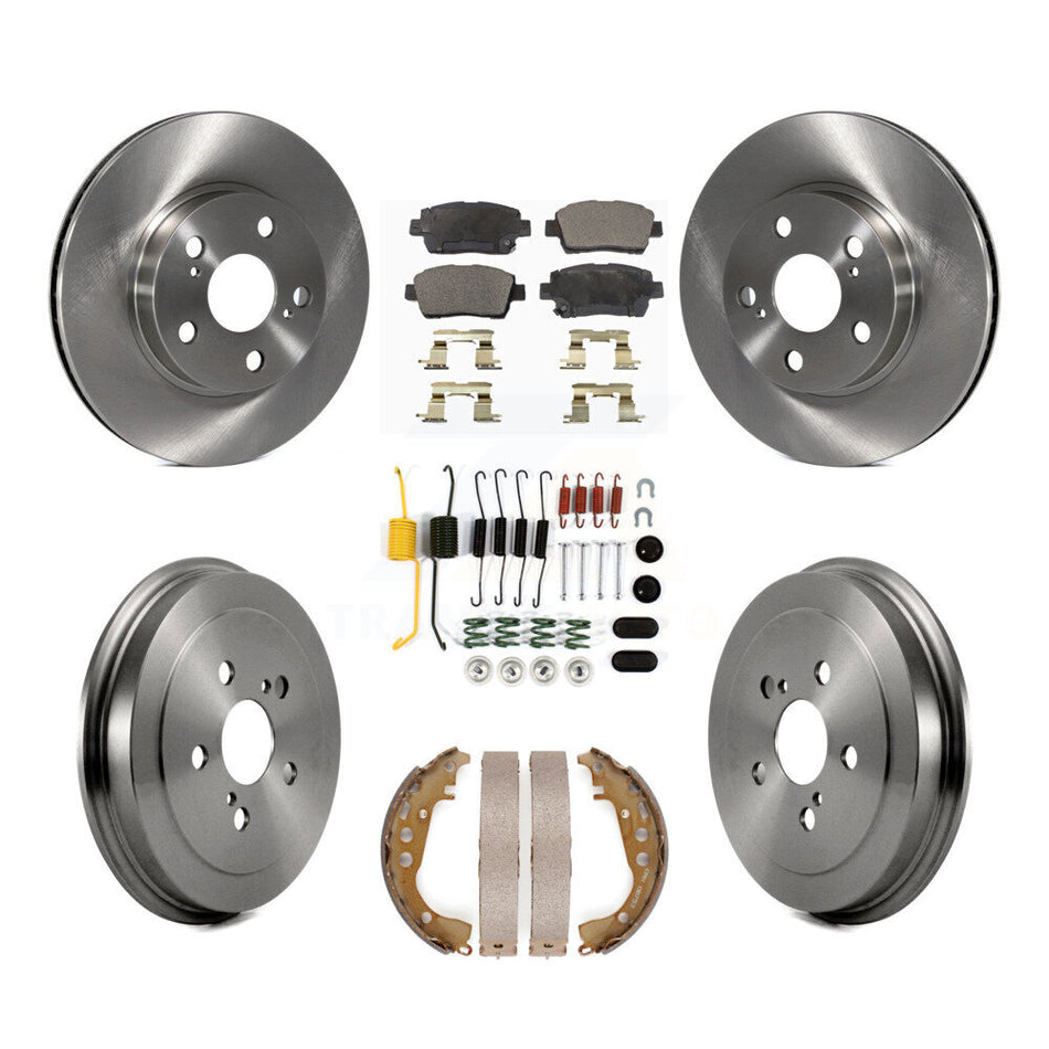 Front Rear Disc Brake Rotors Semi-Metallic Pads And Drum Kit (7Pc) For 2004-2007 Toyota Prius K8F-102132