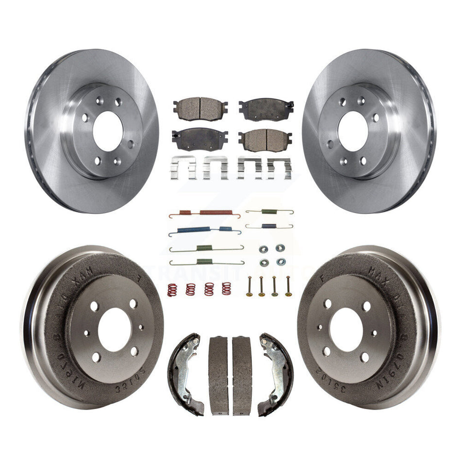 Front Rear Disc Brake Rotors Semi-Metallic Pads And Drum Kit (7Pc) For 2006 Hyundai Accent Sedan To 09 30 05 K8F-102135