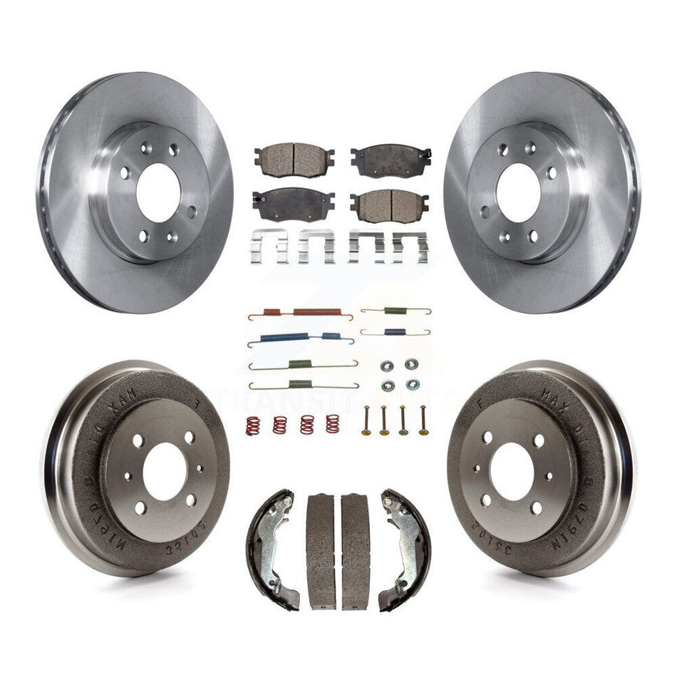 Front Rear Disc Brake Rotors Semi-Metallic Pads And Drum Kit (7Pc) For 2006 Hyundai Accent Sedan To 09 30 05 K8F-102135