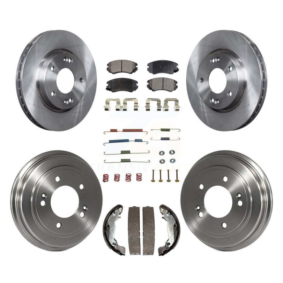 Front Rear Disc Brake Rotors Semi-Metallic Pads And Drum Kit (7Pc) For Hyundai Elantra K8F-102138