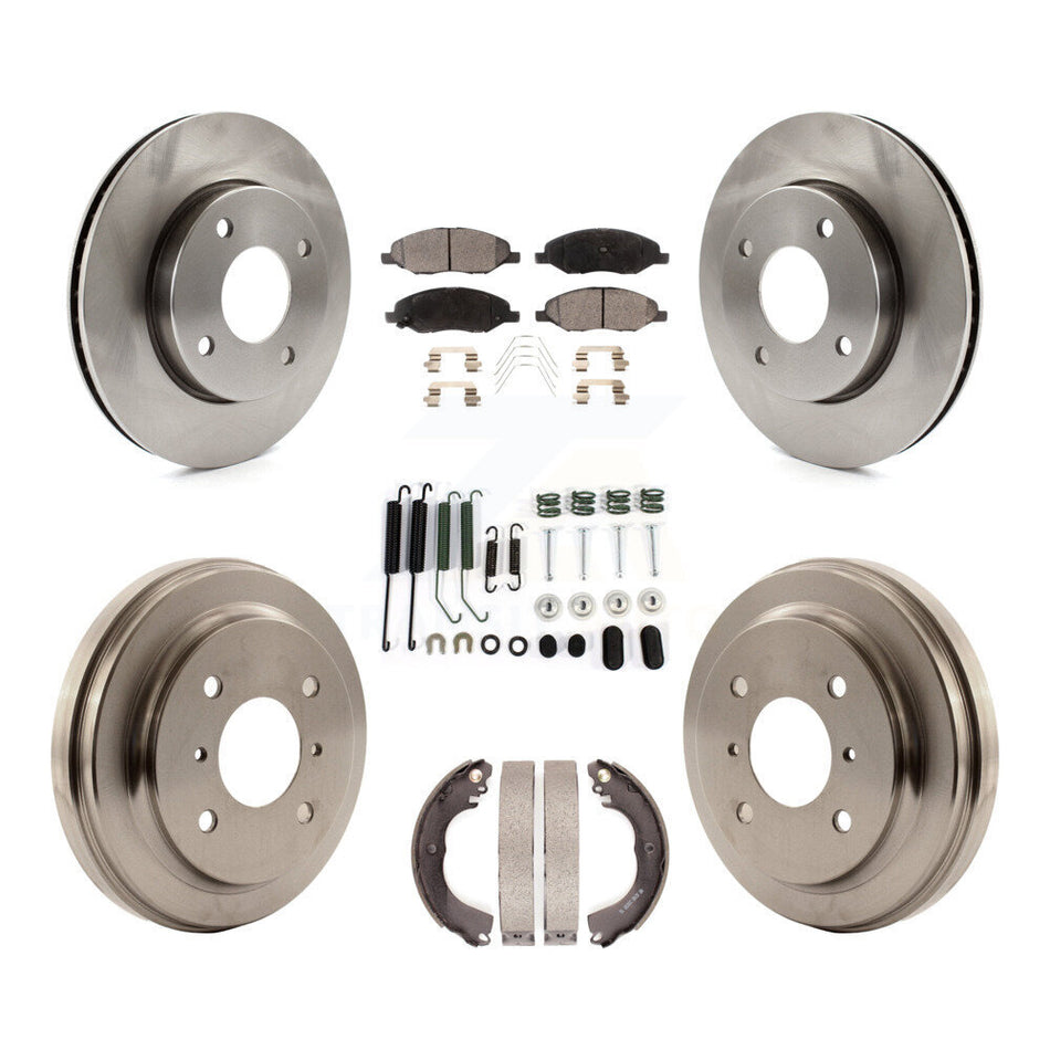Front Rear Disc Brake Rotors Semi-Metallic Pads And Drum Kit (7Pc) For 2009-2011 Nissan Versa 1.6L K8F-102142