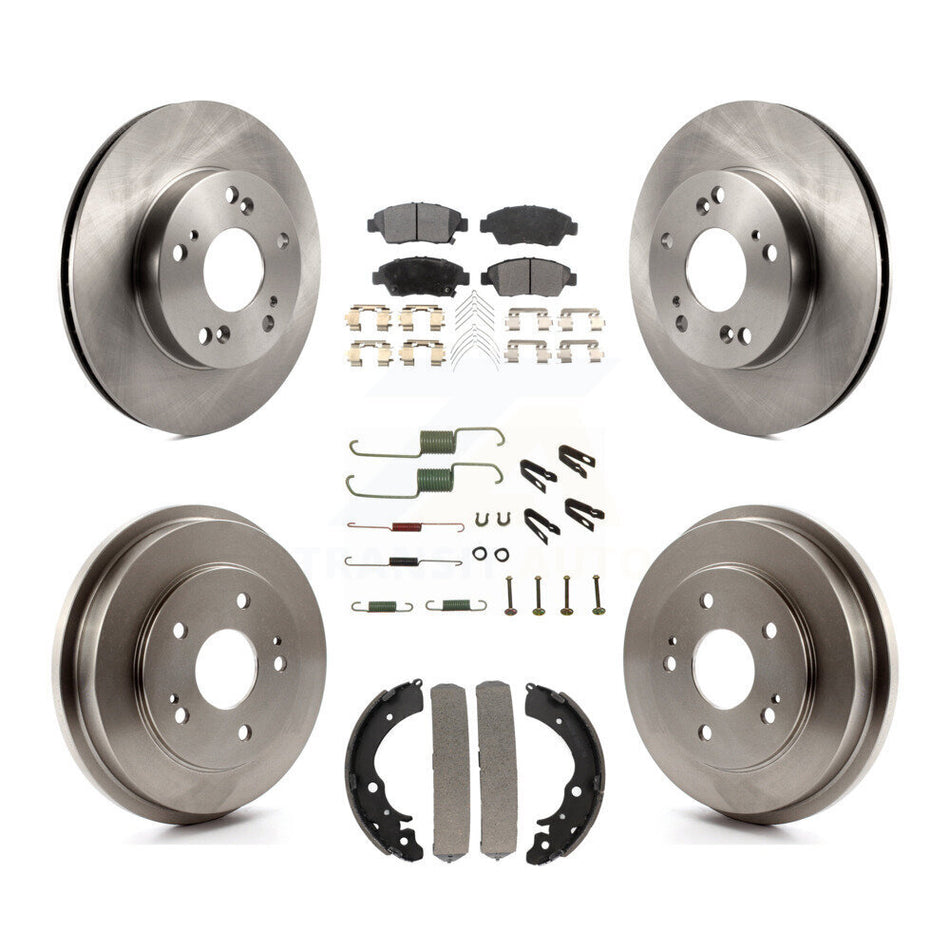 Front Rear Disc Brake Rotors Semi-Metallic Pads And Drum Kit (7Pc) For Honda Civic K8F-102143