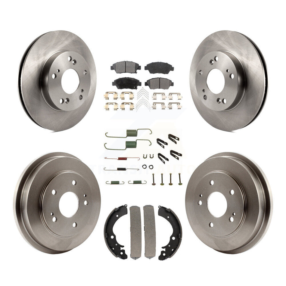 Front Rear Disc Brake Rotors Semi-Metallic Pads And Drum Kit (7Pc) For Honda Civic K8F-102143