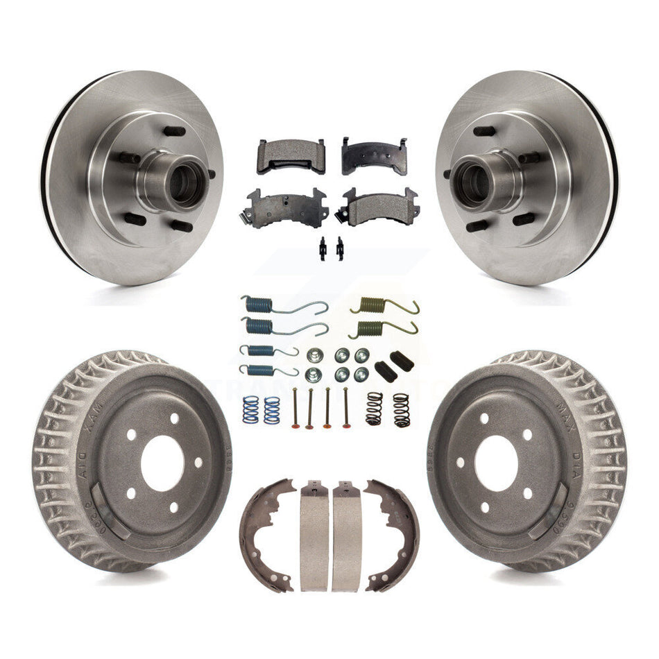 Front Rear Disc Brake Rotors Hub Assembly Semi-Metallic Pads And Drum Kit (7Pc) For Chevrolet S10 GMC Sonoma Blazer Jimmy Isuzu Hombre K8F-102162