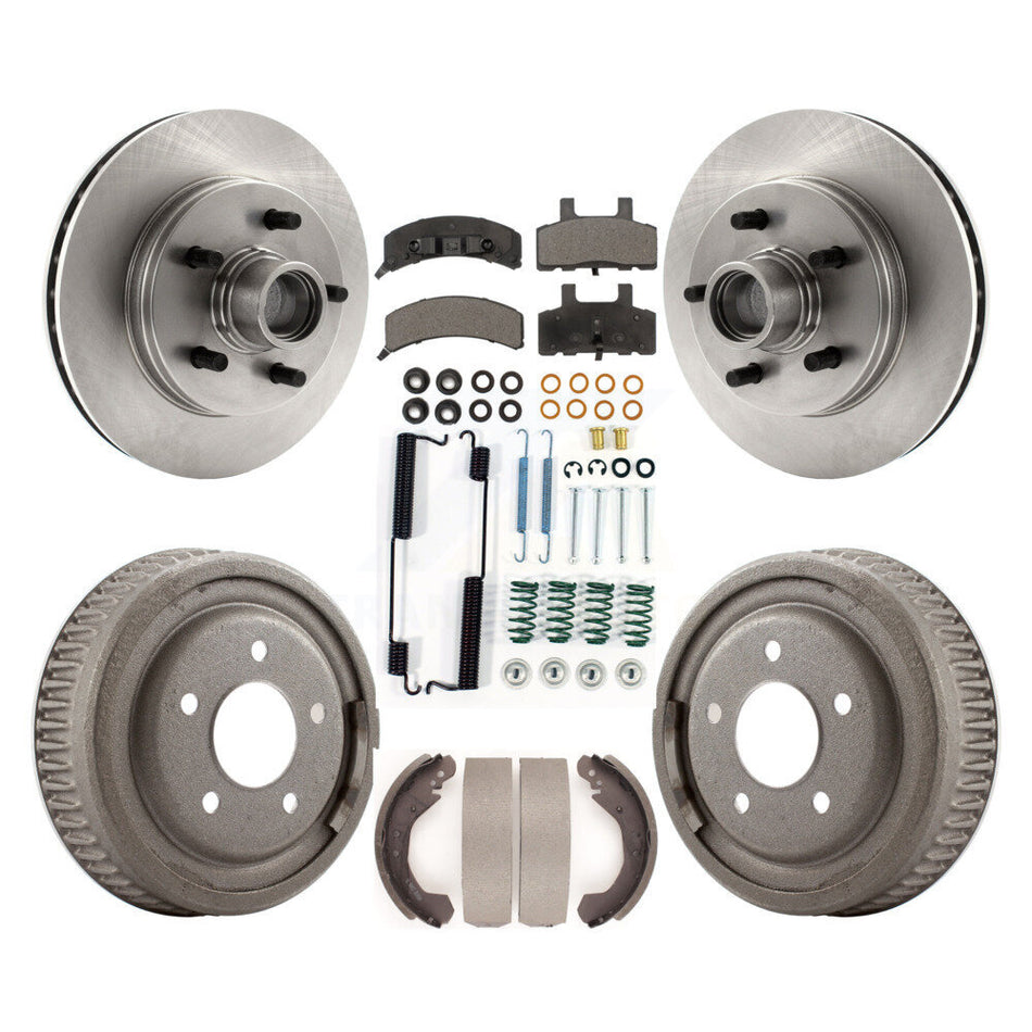 Front Rear Disc Brake Rotors Hub Assembly Semi-Metallic Pads And Drum Kit (7Pc) For 1988-1991 C1500 Chevrolet GMC K8F-102182