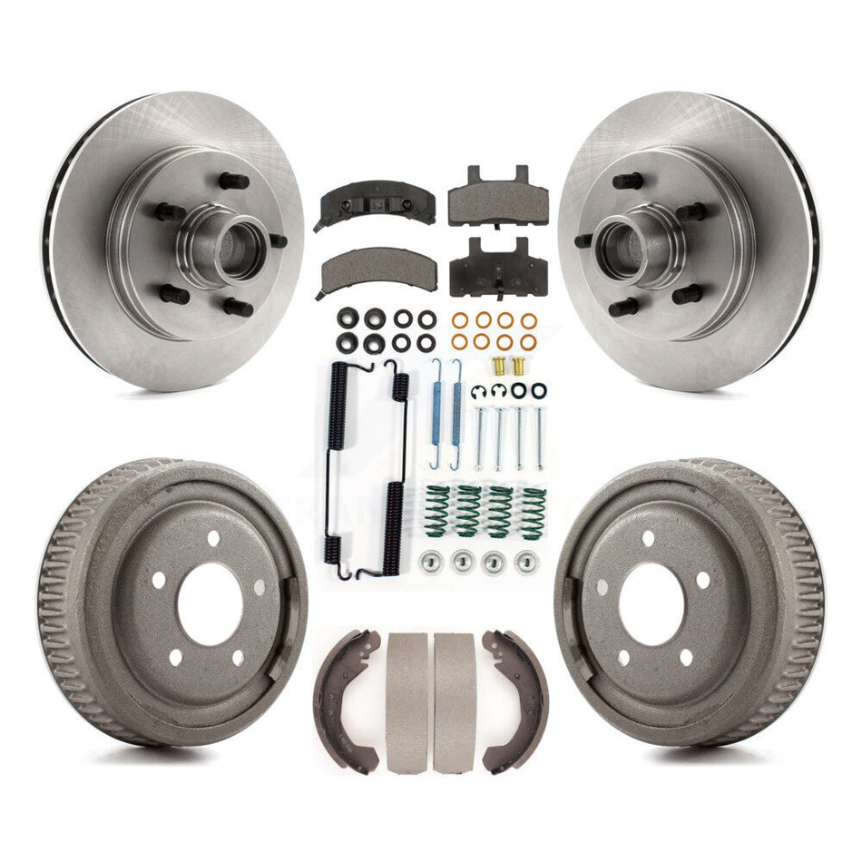 Front Rear Disc Brake Rotors Hub Assembly Semi-Metallic Pads And Drum Kit (7Pc) For 1988-1991 C1500 Chevrolet GMC K8F-102182