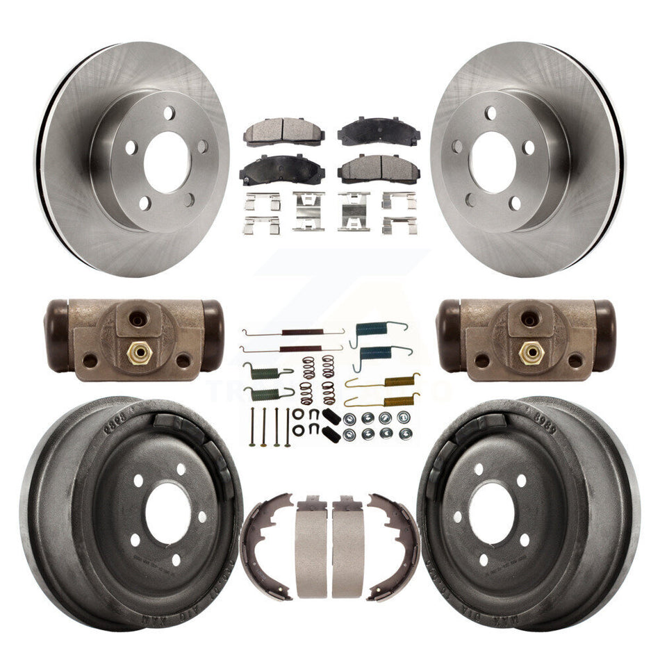Front Rear Disc Brake Rotors Semi-Metallic Pads And Drum Kit (9Pc) For Ford Ranger Mazda B3000 B4000 With 10" Diameter 4WD K8F-102194