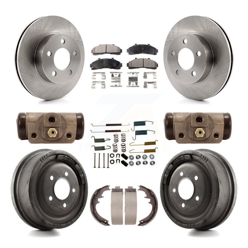 Front Rear Disc Brake Rotors Semi-Metallic Pads And Drum Kit (9Pc) For Ford Ranger Mazda B3000 B4000 With 10" Diameter 4WD K8F-102194